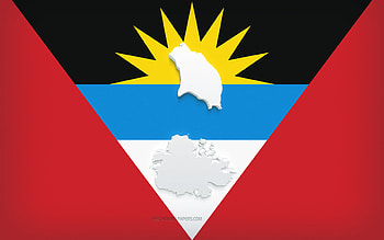 Antigua and Barbuda map silhouette, Flag of Antigua and Barbuda, silhouette on the flag, Antigua and Barbuda, 3d Antigua and Barbuda map silhouette, Antigua and Barbuda flag, Antigua and Barbuda 3d map HD wallpaper