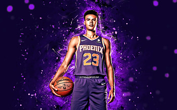 Cameron Johnson, , Phoenix Suns, NBA, basketball, Cameron Jordan Johnson, violet neon lights, Cameron Johnson Phoenix Suns, Cameron Johnson HD wallpaper