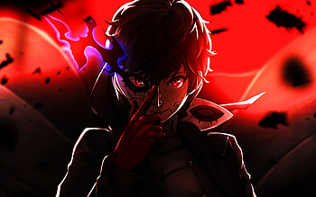 Joker, darkness, protagonist, Persona 5, manga, red eyes, Ren Amamiya, Persona 5 characters, Joker Persona 5 HD wallpaper
