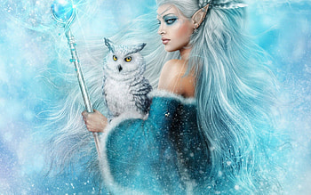Magic, Fantasy, Owl, Girl, Elf HD wallpaper