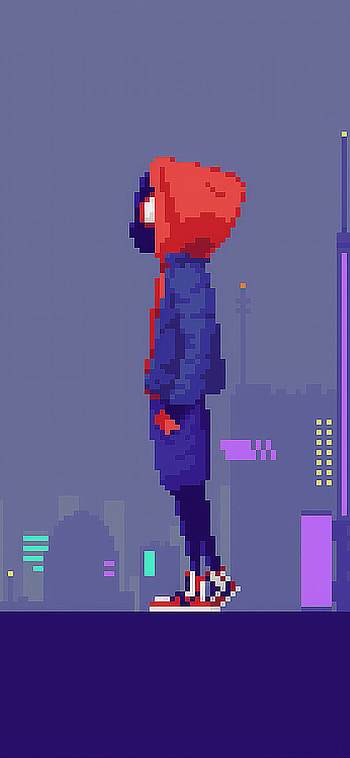 Miles Morales Pixel - Into the Spider-Verse Art, pixel art, Miles Morales, spider man, movie, Spider-Man: Into The Spider-Verse HD phone wallpaper