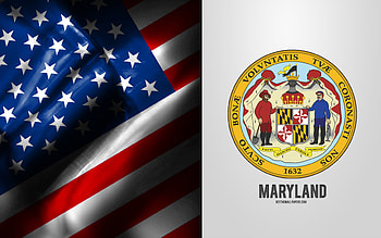 Seal of Maryland, USA Flag, Maryland emblem, Maryland coat of arms, Maryland badge, American flag, Maryland, USA HD wallpaper