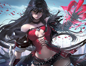 Velvet crowe, black, sakimichan, fantasy, art, girl, luminos HD wallpaper
