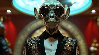 Alien Diplomat: A Stunning Sci-Fi, Sci Fi, alien, tuxedo, surreal HD wallpaper