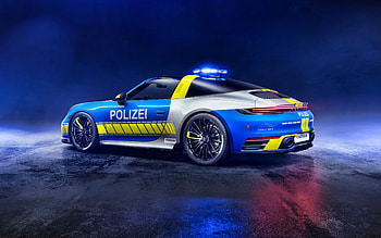 2021, TechArt Cabriolet Tune it Safe, , rear view, exterior, Porsche 911 Cabriolet, police supercar, German police, police sports car, TechArt, tuning, German sports cars, Porsche HD wallpaper