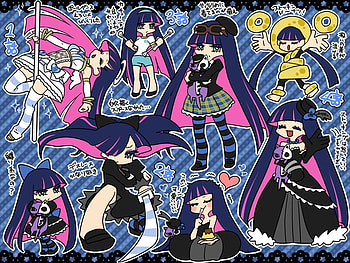 Anarchy Stocking, sword, anarchy stocking female, multi-colored hair ribbon, long hair, weapons, background, simple, panty and stocking, green eyes, solo HD wallpaper