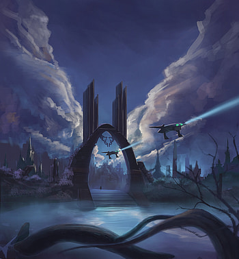 Art, City, Sci-Fi, Fiction, That's Incredible, Portal, Spaceships HD phone wallpaper