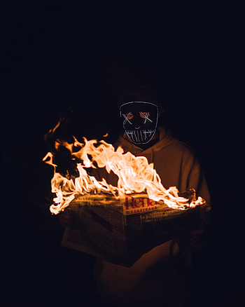 Fire, Miscellanea, Miscellaneous, Darkness, Mask, Human, Person, Newspaper HD phone wallpaper
