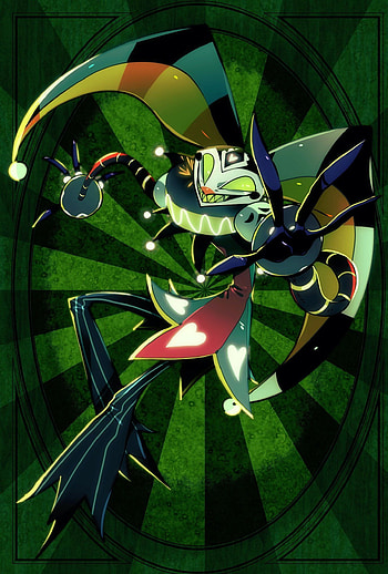 fizzarolli, art, green, clown, helluva boss, demon HD phone wallpaper