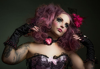Beauty, model, girl, woman, rose, pink, doll, red, heart HD wallpaper