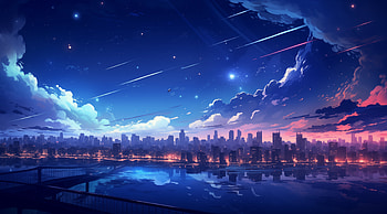 Twilight cityscape, Anime, cityscape HD wallpaper