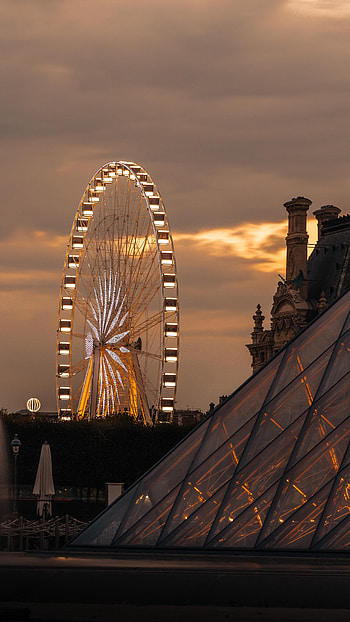 Cities, Architecture, City, Glow, Ferris Wheel, Attraction HD phone wallpaper
