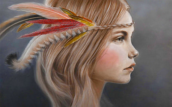 Pastel Beauty, pastel, feathers, art, girl, beautiful, serene, woman, digital, fantasy, drawing, face, lovely HD wallpaper