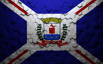 Flag of Iguatu, honeycomb art, Iguatu hexagons flag, Iguatu 3d hexagons art, Iguatu flag HD wallpaper