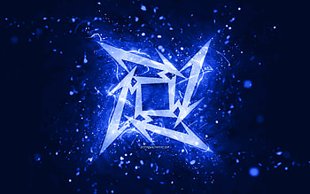Metallica dark blue logo, , dark blue neon lights, creative, dark blue abstract background, Metallica logo, music stars, Metallica HD wallpaper