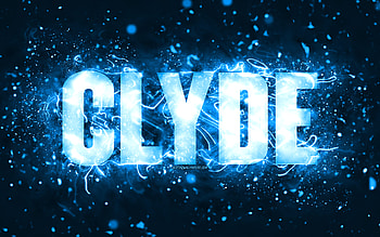 Happy Birtay Clyde, , blue neon lights, Clyde name, creative, Clyde Happy Birtay, Clyde Birtay, popular american male names, with Clyde name, Clyde HD wallpaper