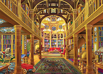 World of Words, artwork, books, painting, library, interior HD wallpaper