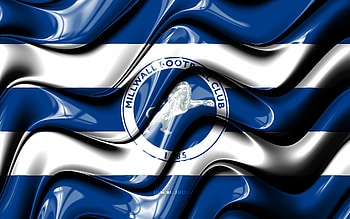 Millwall FC flag, , blue and white 3D waves, EFL Championship, english football club, football, Millwall FC logo, Millwall FC, soccer, FC Millwall HD wallpaper