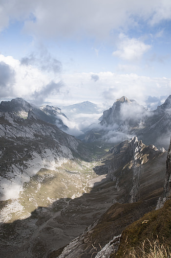 Landscape, Nature, Mountains, Clouds, View From Above, Valley HD phone wallpaper