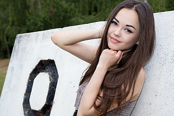 Being All Cute, cute, Li Moon, model, brunette HD wallpaper