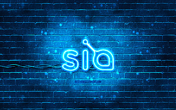 Siacoin blue logo, , blue brickwall, Siacoin logo, cryptocurrency, Siacoin neon logo, Siacoin HD wallpaper