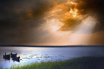 When the storm is over, shore, boats, rays of sun, storm clouds, ocean HD wallpaper