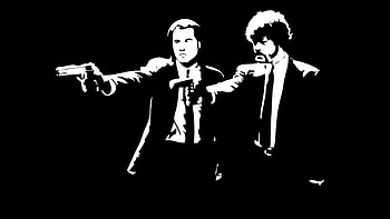 John Travolta, Samuel Jackson, Pulp Fiction, Pulp Fiction Action Art HD wallpaper