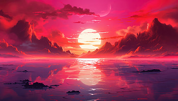 Rising In Red, morning, ai, artist, artwork, digital-art HD wallpaper