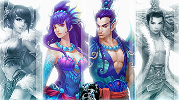 Fantasy Warrior, fantasy, art, woman, man HD wallpaper