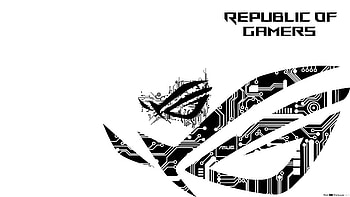 Asus ROG [Republic Of Gamers] ROG Hi Tech Black LOGO, Blue and White Asus HD wallpaper