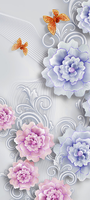 SilkCrystalFlowers 4, graph, product, Pink, Butterfly, purple, Premium, Flowers HD phone wallpaper