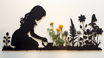 Gardening Silhouette -, gardening, silhouette, flower, girl, nature HD wallpaper