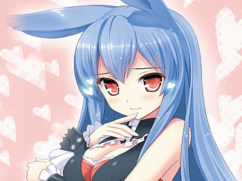 Usa Chan, usamimi, blue, cute, red eyes, wonderful, long hair, beauty, nice, usa mimi, , adorable, spendid, female, plain, sexy, sweet, hot, blue hair, girl, beautiful, usa, bunny, kawaii, anime girl, simple, pink, anime, pretty, love, ears, heart, lovely HD wallpaper