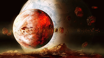 planets collide, planets, fun, fantasy, space, cool HD wallpaper