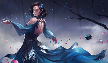 Elf Fantasy Girl In Blue Dress, fantasy-girls, elf, artwork, artist, digital-art HD wallpaper