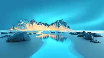 Cyan Winter Mountains – Minimalist Artistic Landscape in Blue, cyan, mountain, artistic landscape, minimalist blue, winter HD wallpaper