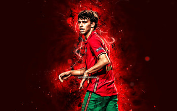 Joao Felix, , 2021, Portugal National Team, soccer, footballers, Joao Felix Sequeira, red neon lights, Portuguese football team, Joao Felix HD wallpaper