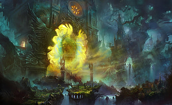Fantasy, Lock, Shine, Light, Fog, Column, Columns HD wallpaper