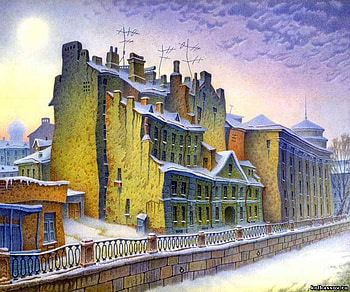 V.Kolbasov. Palace of Culture. the first five years, painting, city, art, building, v kolbasov HD wallpaper