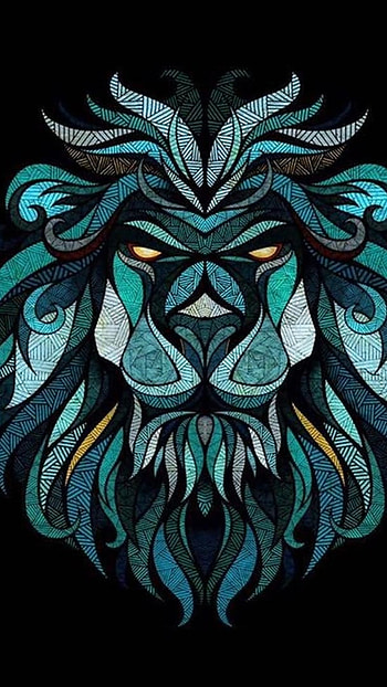 Blue Lion, Lion Art, creative HD phone wallpaper