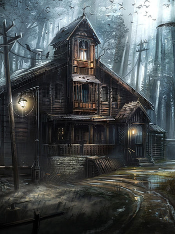 Forest Ghost House, Haunted House HD phone wallpaper
