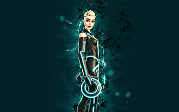 Bitstream, , blue neon lights, Fortnite Battle Royale, Fortnite characters, Bitstream Skin, Fortnite, Bitstream Fortnite HD wallpaper