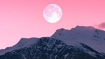 Twilight Moon over Mountains HD wallpaper