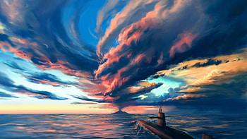 Volcano Storm, artist, artwork, digital-art, artstation HD wallpaper