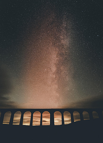 Stars, Night, Building, Dark, Starry Sky, Nebula, Arch HD phone wallpaper