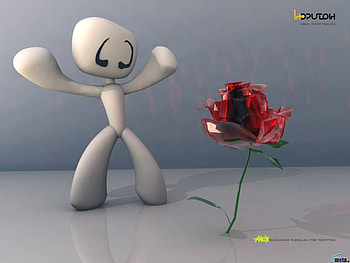 Transparent Rose, glass rose, 3d white figure HD wallpaper