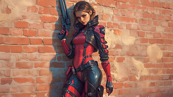Cyber Valkyrie Red Armor Warrior, valkyrie, cyberpunk, gun, artist, artwork, art, digital-art, ai HD wallpaper