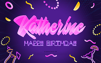 Happy Birtay Katherine, , Purple Party Background, Katherine, creative art, Happy Katherine birtay, Katherine name, Katherine Birtay, Birtay Party Background HD wallpaper