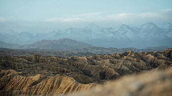 Misty Mountain Layers Desert Ranges, mist, mountains, desert, mountain, sky, clouds, field, nature HD wallpaper