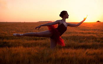 Ballerina, Girl, field, red, Woman HD wallpaper